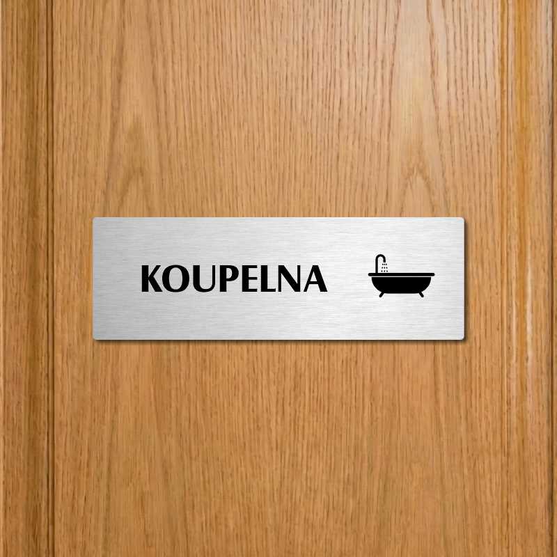 Koupelna, 240x79mm, stříbrná popiska s dvojtým rámečkem